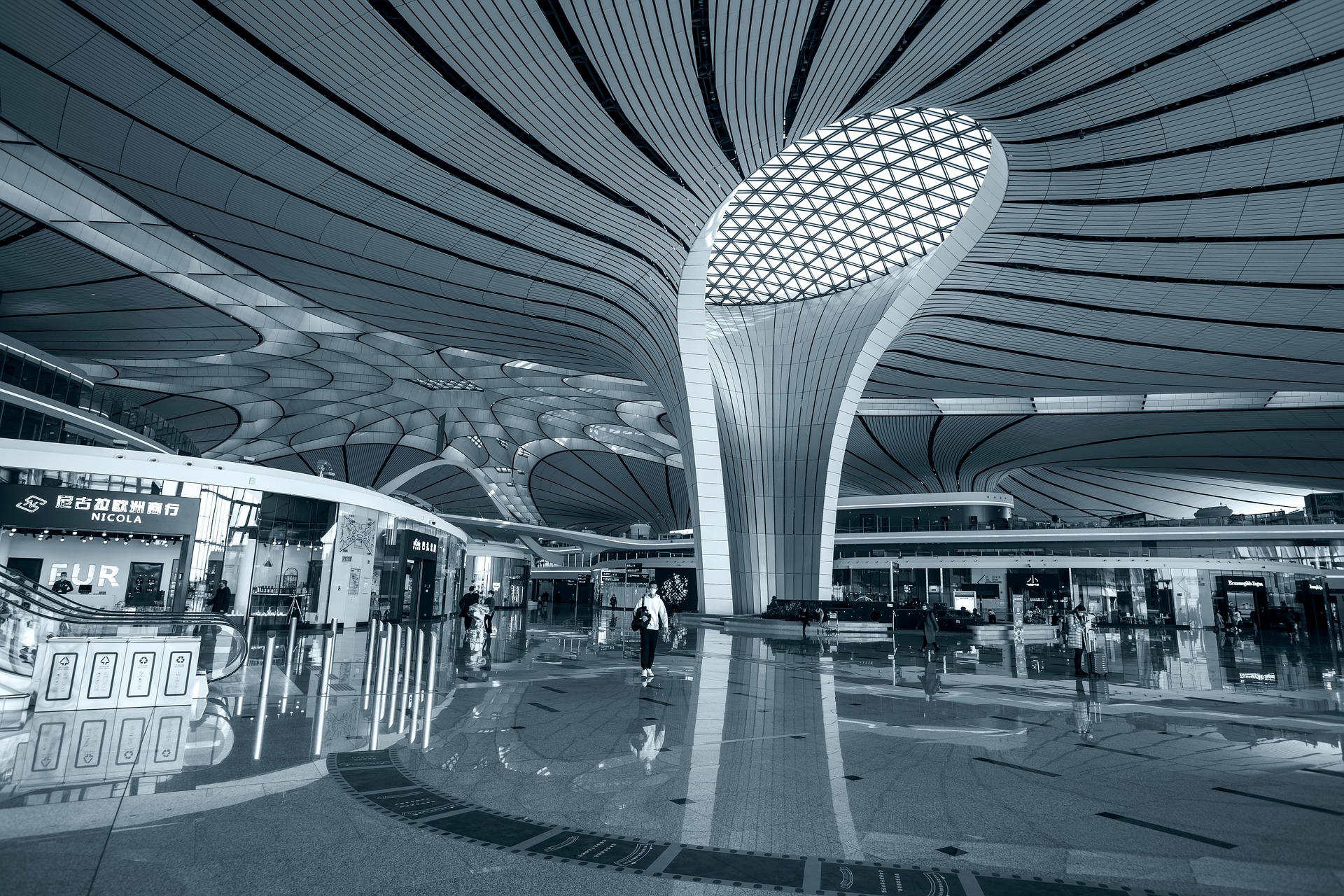 Modern airport terminal showcasing the potential for digital human technology to enhance public services in government-operated facilities like airports and subways through ai-powered interactions.