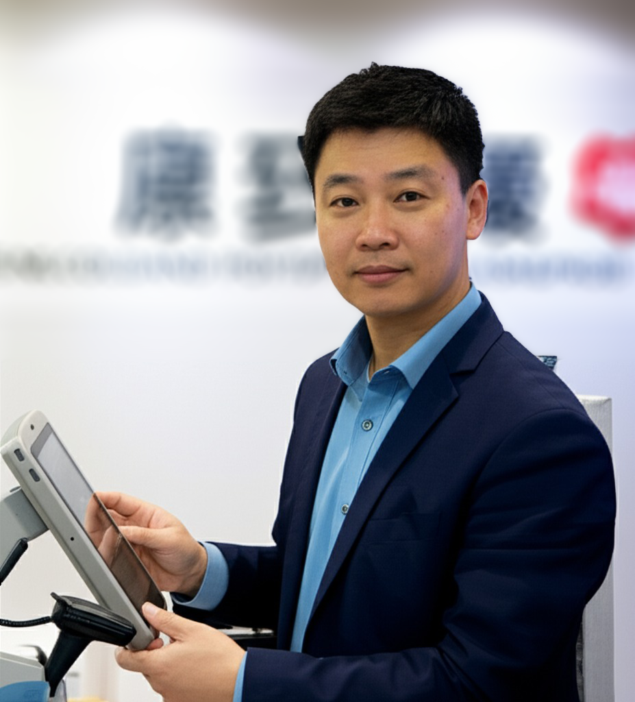 A product manager from a pos software company with asian features
