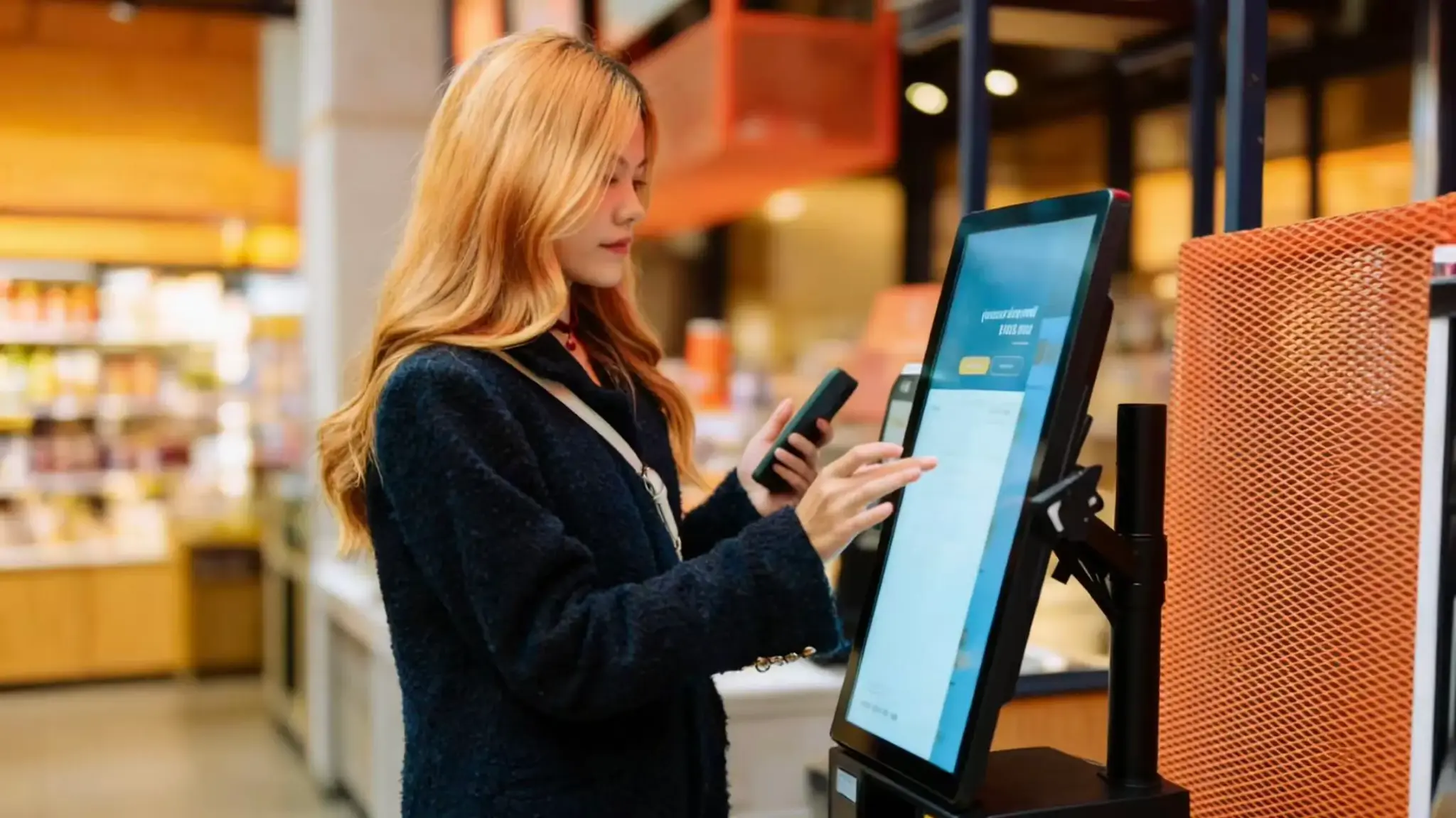 Automated checkout self-checkout lanes in a grocery store