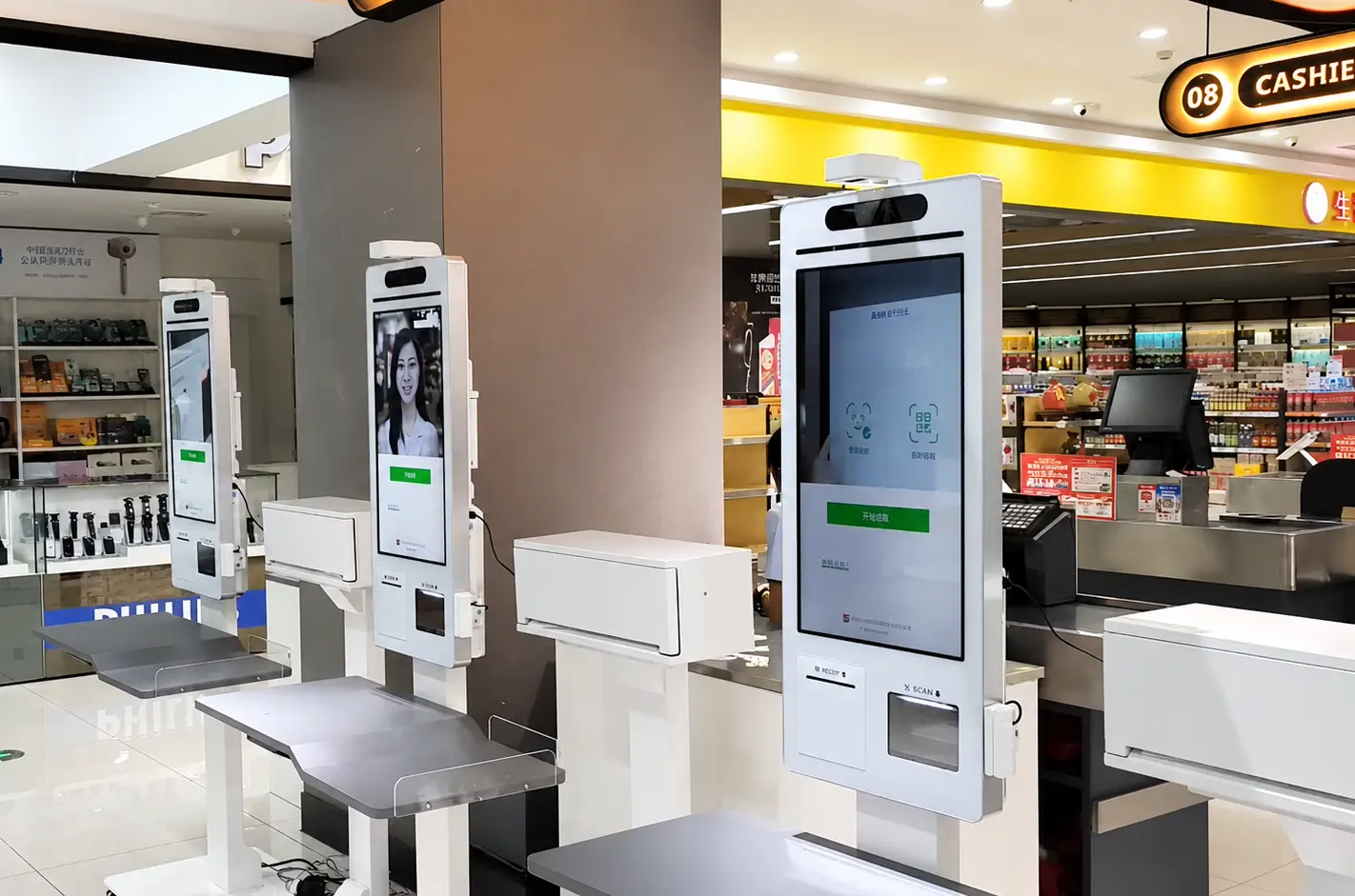 Ai self-checkout system detecting barcode-switching-fraud at retail cashier stations using computer vision and ai product recognition to prevent checkout loss and scanning fraud