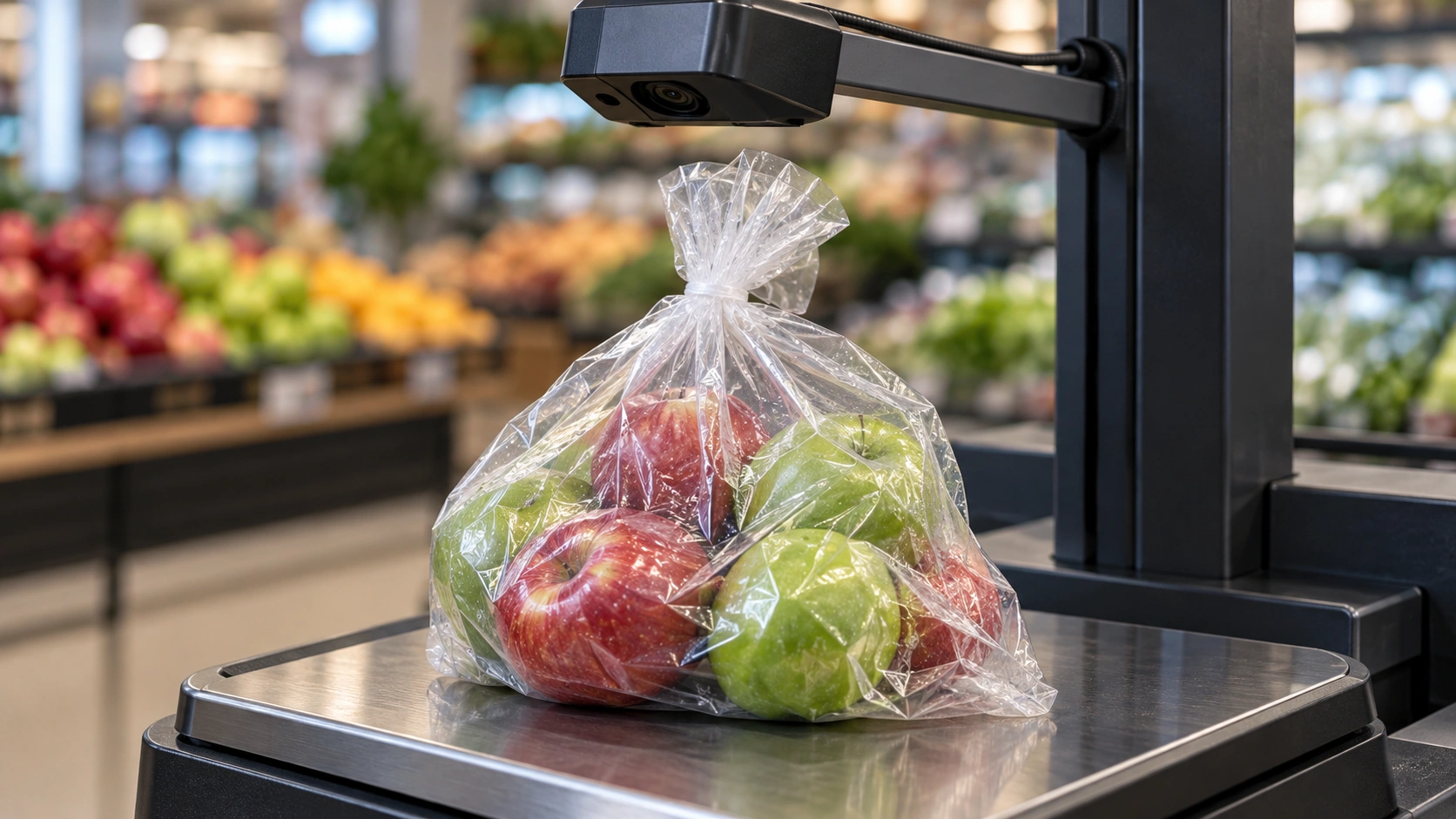 9 Illustration Of Apples In A Clear Plastic Bag On A Produce Recognition Scale Illustration of apples in a clear plastic bag on a produce recognition scale